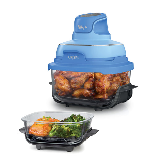Ninja Crispi 4 in 1 Glass Air Fryer, 450°F, Non Toxic, 4QT and 6 Cup Containers with Lids, Dishwasher Safe, Stone, 1 Count, FN101ST