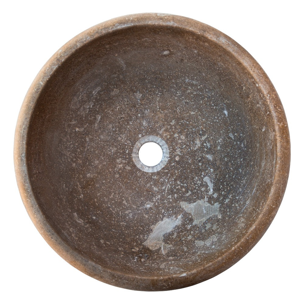 Noce Brown Turkish Travertine Natural Stone Drop-in Sink - Handcrafted Honed and Filled