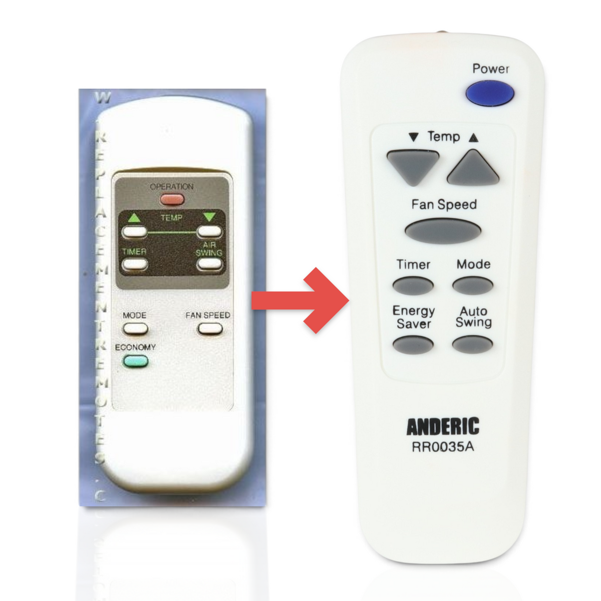 Anderic Substitute for Panasonic 6711A90018A Air Conditioner Remote Control [RR0035A]