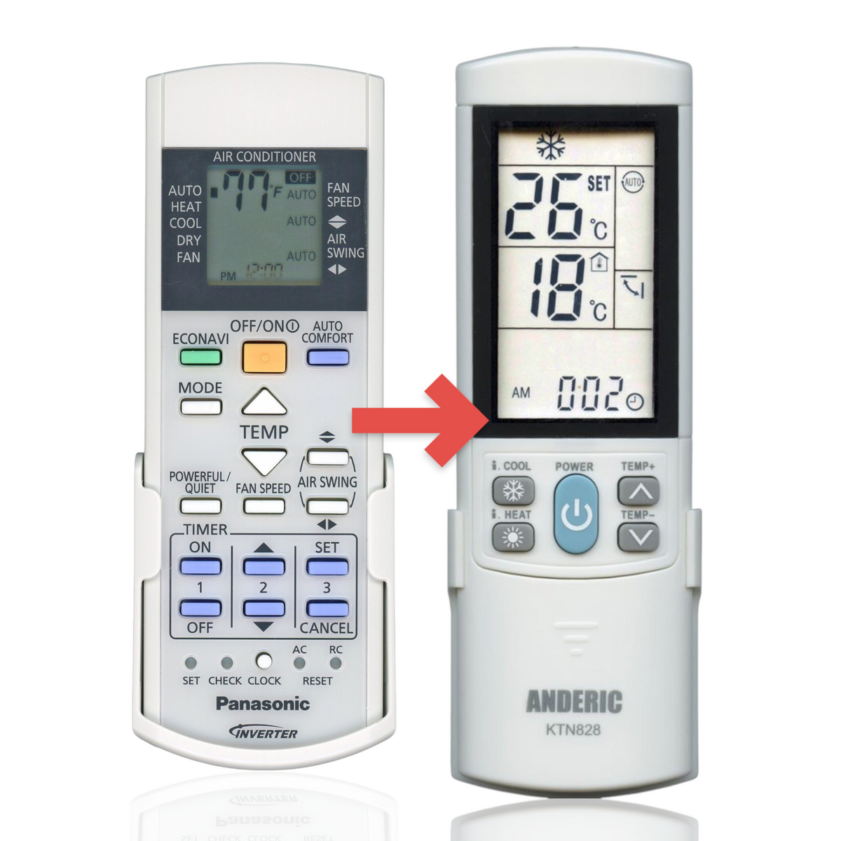 Anderic Substitute for Panasonic A75C4569 with Wall mount Air Conditioner Remote Control [KTN828]
