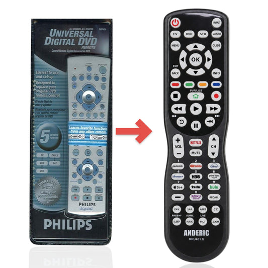 Anderic Substitute for Philips PHDVD5 5-Device Universal Remote Control [RRU401]