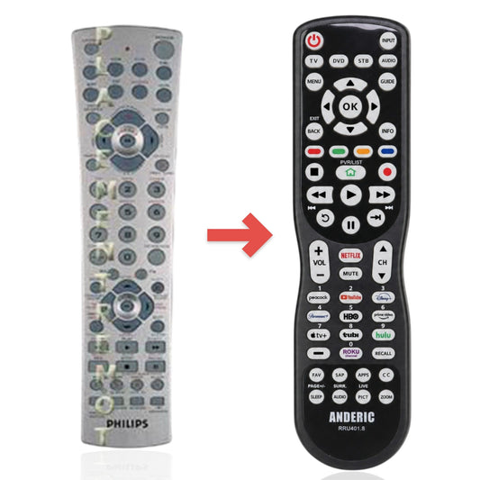 Anderic Substitute for Philips PMDVR8 4-Device Universal Remote Control [RRU401]