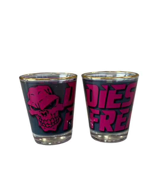 Pink Diesel Freak Stacked Shot Glass with Gold Rim