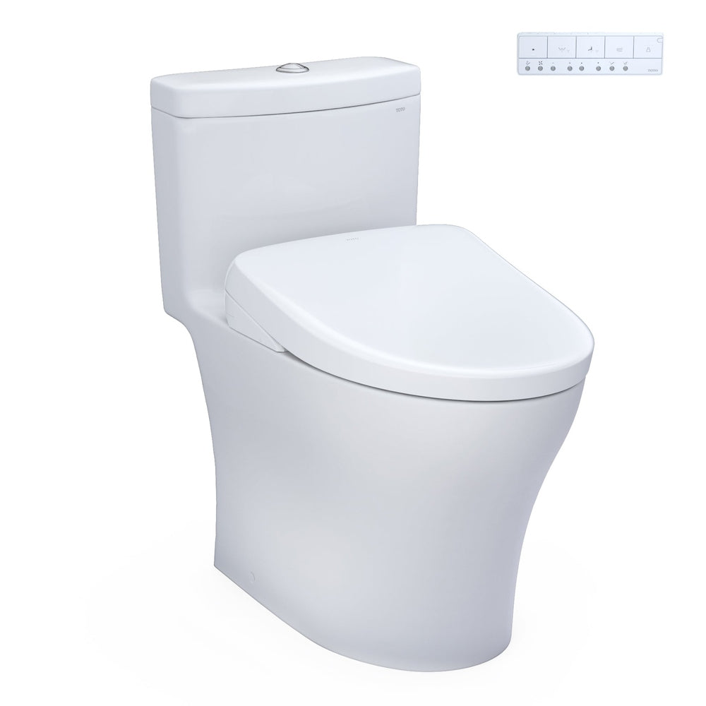 TOTO WASHLET+ Aquia IV One-Piece Dual Flush Toilet with Auto Flush S7A Bidet Seat, Cotton White