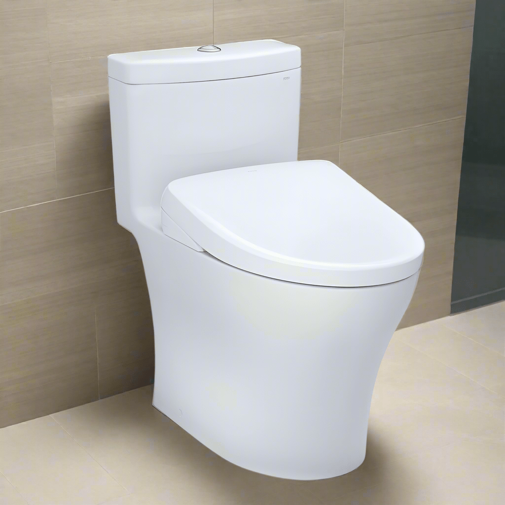 TOTO WASHLET+ Aquia IV One-Piece Dual Flush Toilet with Auto Flush S7A Bidet Seat, Cotton White