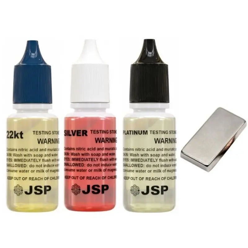 JSP Gold, Silver, & Platinum Jewelry Testing Kit with N35 Neodymium Earth Magnet For Detecting Precious Metals 22K 24K