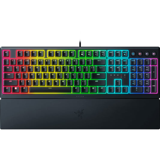 Razer Ornata V3 Gaming Keyboard: Low Profile Keys - Mecha Membrane Switches - UV Coated Keycaps - Backlit Media Keys - 10 Zone RGB Lighting - Spill Resistant - Magnetic Wrist Wrest - Snap Tap