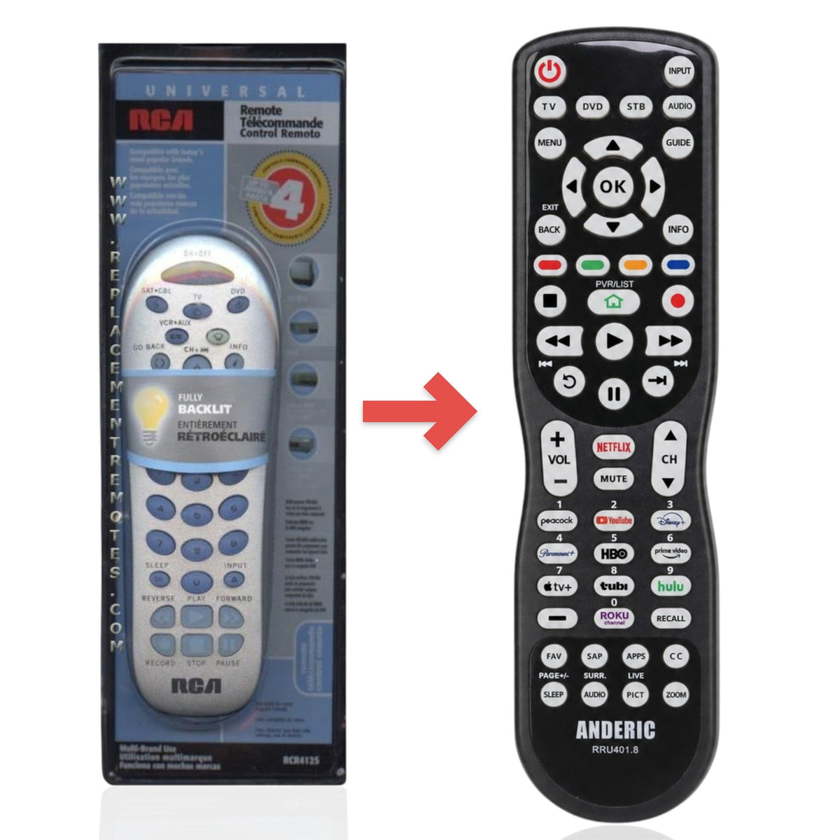 Anderic Substitute for RCA RCR412S 4-Device Universal Remote Control [RRU401]