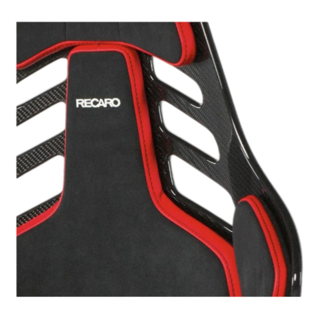 RECARO 078.01.2B22 Race Seat Podium CF Right Side (ABE / FIA 8855-1999), Black Alcantara / Red Leather, Size M