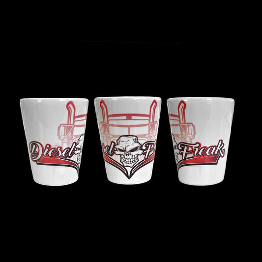 Red semi front skully - ceramic shot glass