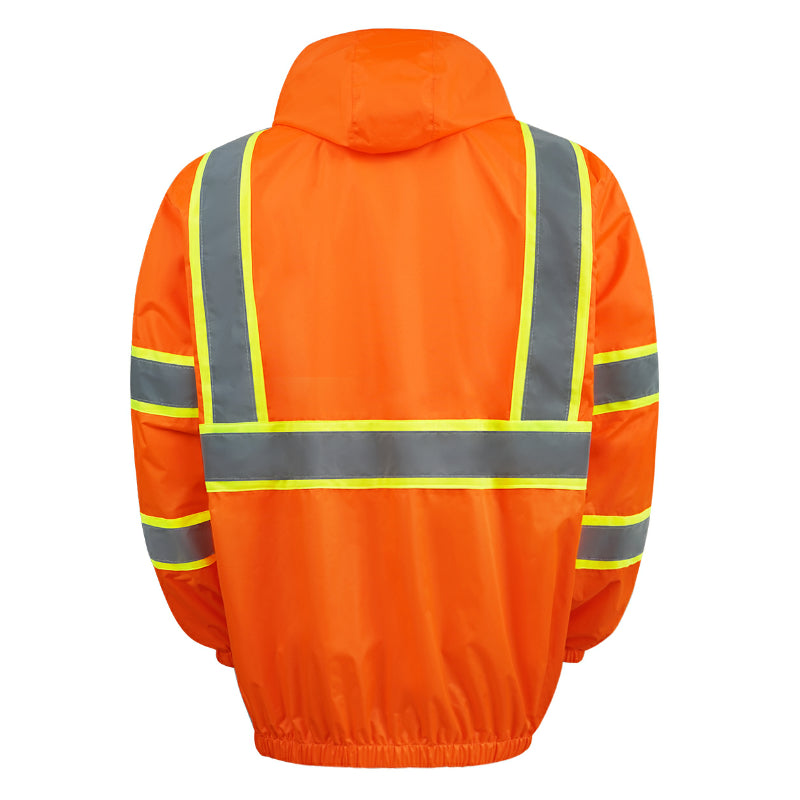 Hi-Vis Class 3 Zip-Up Windbreaker with Reflective Strips