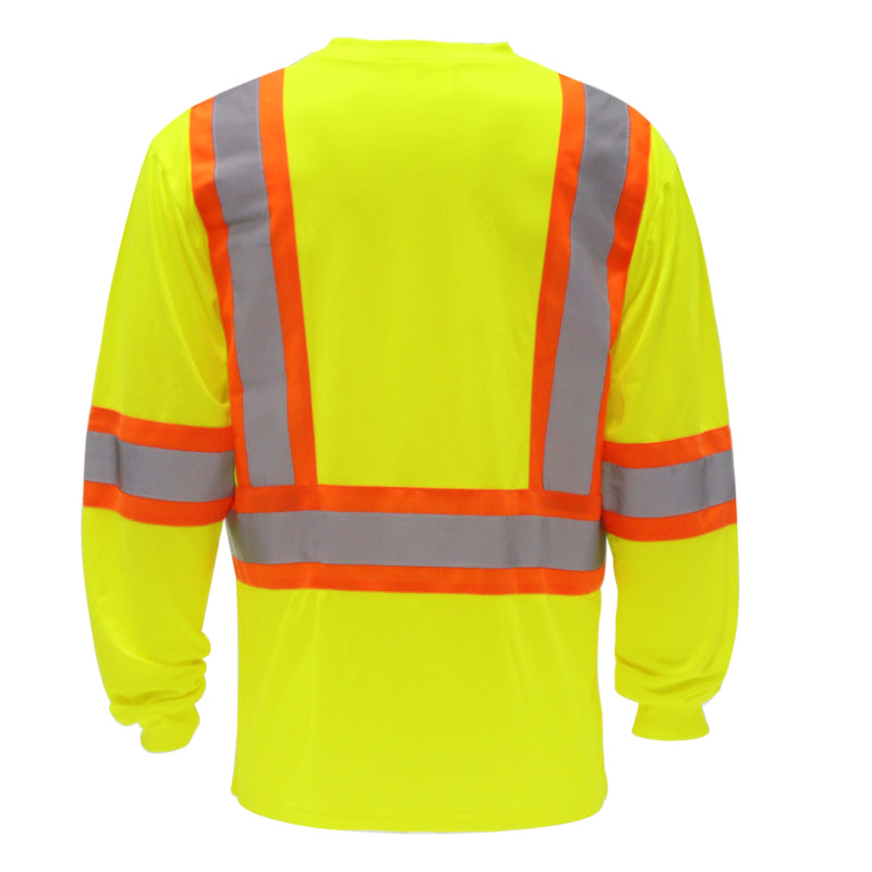 High Visibility Safety Long Sleeve T-Shirt with Front Pocket – Reflective Workwear for Maximum Safety