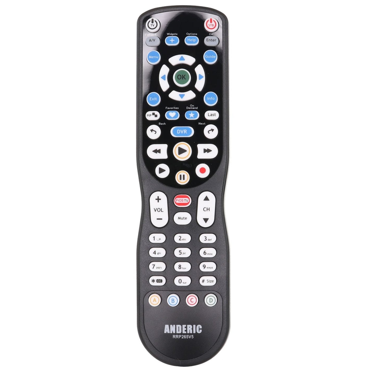 Anderic RRP265V5 Replacement 2-Device Universal Remote Control for Verizon FiOS Cable - P265v5 [RRP265V5]