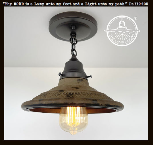 Rustic Industrial Farmhouse Ceiling Light | 7"W | Metal Flush Mount