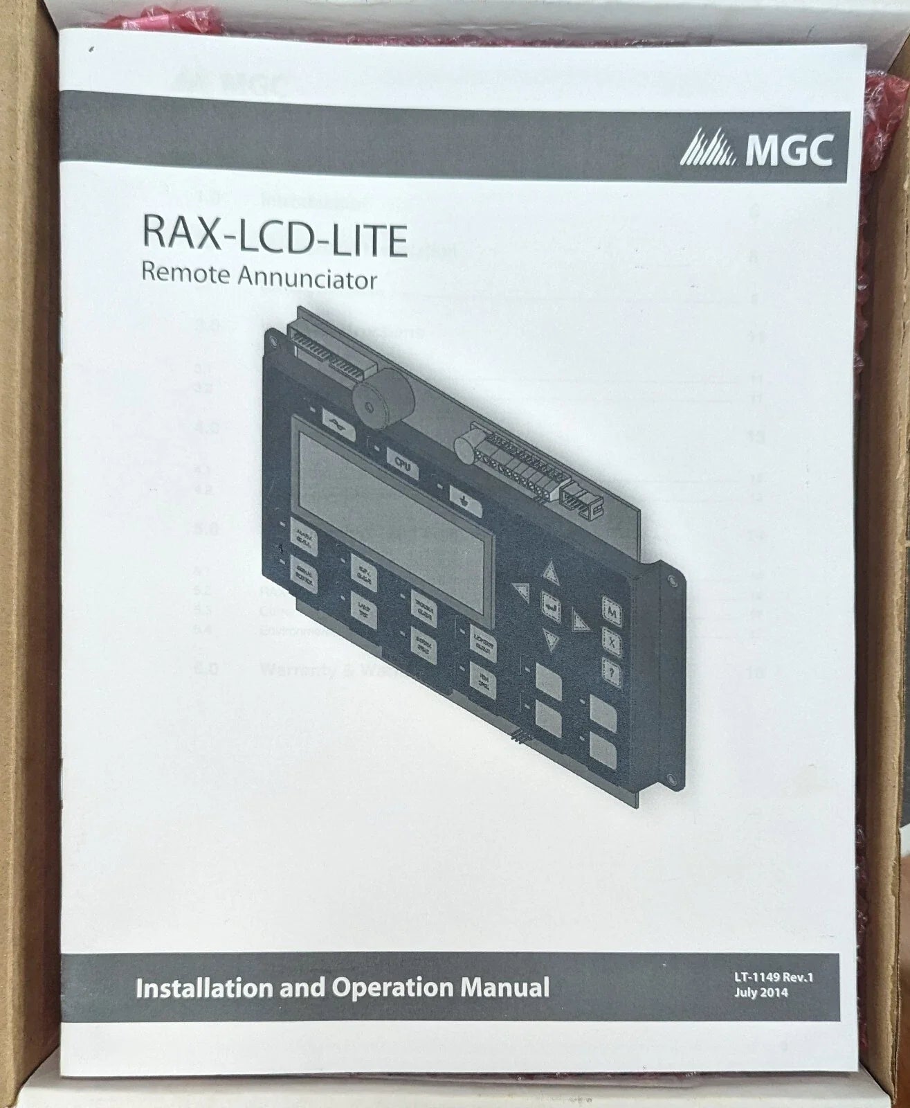 Mircom RAX-LCD-LITE Remote LCD Annunciator