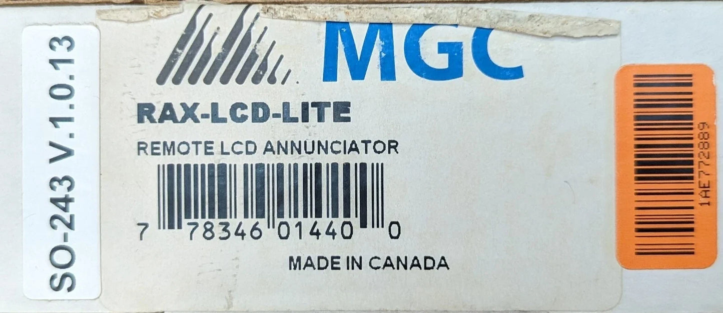 Mircom RAX-LCD-LITE Remote LCD Annunciator