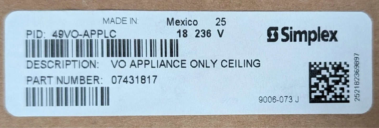Simplex 49VO-APPLC Ceiling Strobe