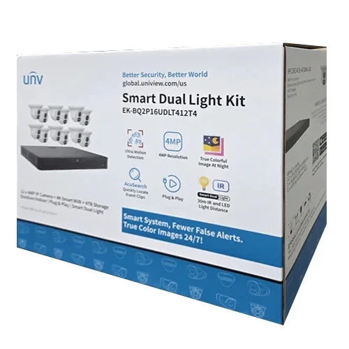 UNV EK-BQ2P16UDLT412T4, IP Kit 16ch NVR, 12pcs Turret 4MP Color Hunter (Smart Search), 4TB HD