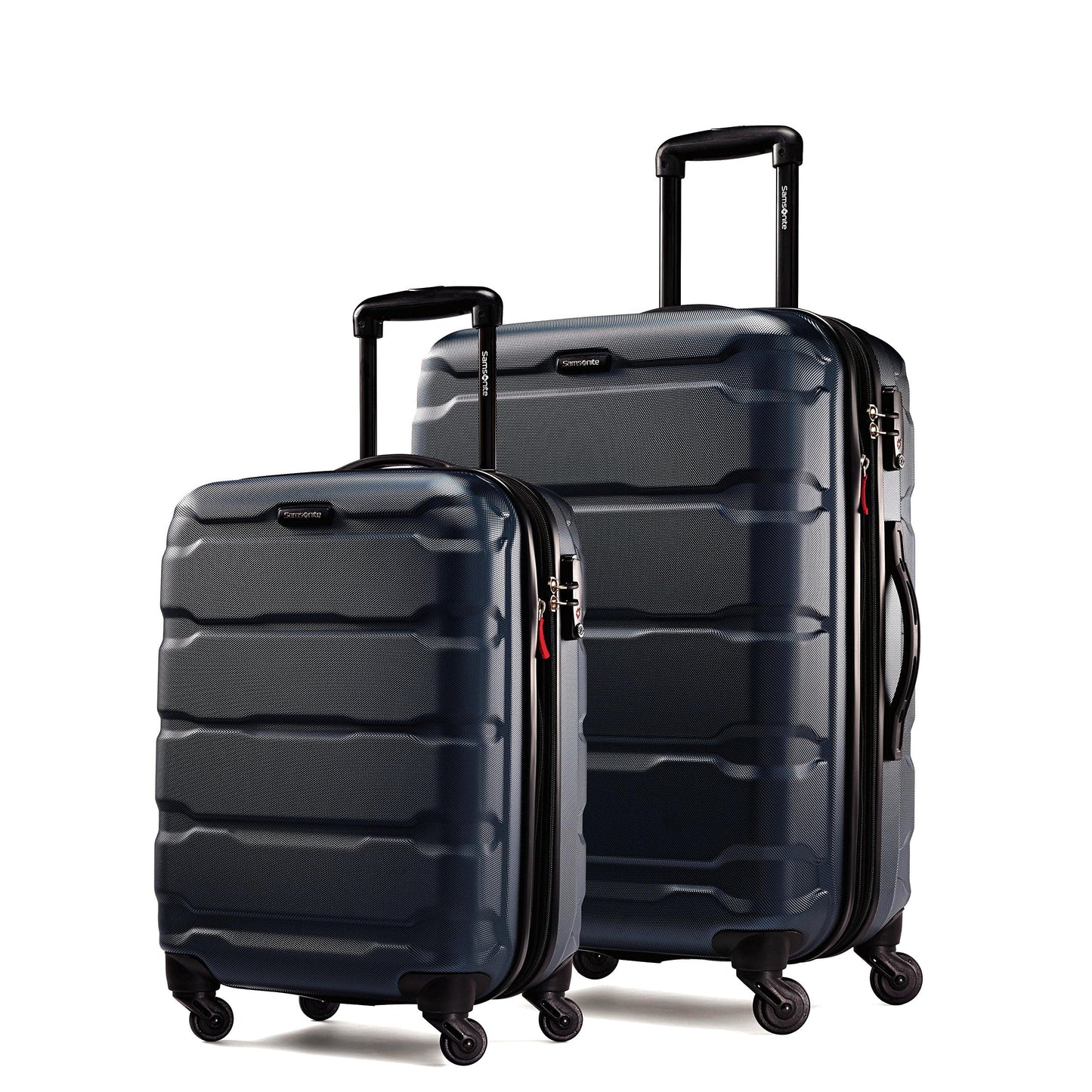 Samsonite Omni PC Hardside Expandable Luggage with Spinner Wheels, Caribbean Blue, Checked-Large 28-Inch