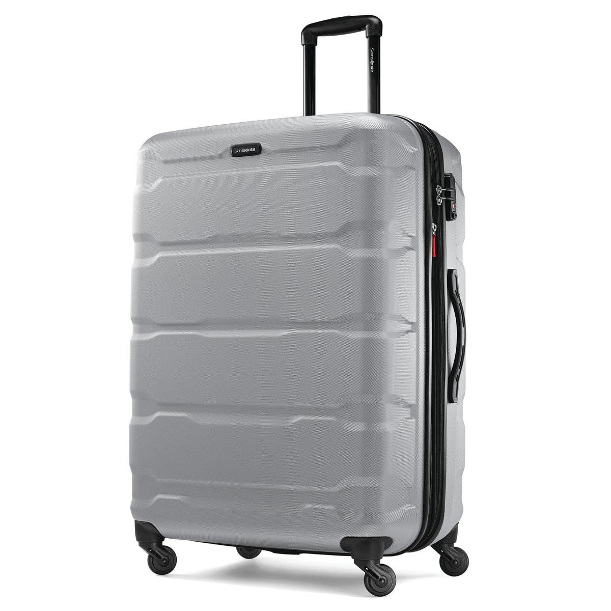 Samsonite Omni PC Hardside Expandable Luggage with Spinner Wheels, Caribbean Blue, Checked-Large 28-Inch