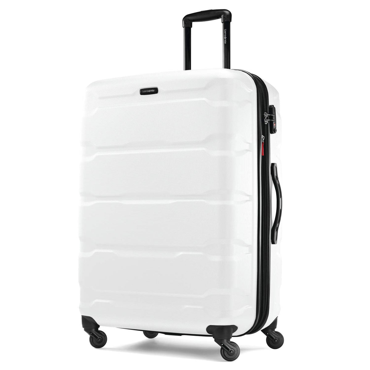Samsonite Omni PC Hardside Expandable Luggage with Spinner Wheels, Caribbean Blue, Checked-Large 28-Inch