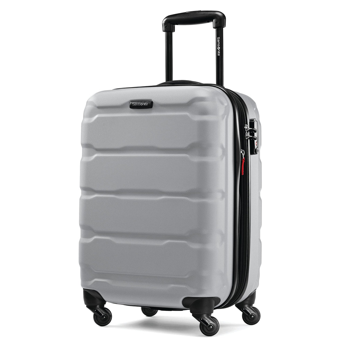 Samsonite Omni PC Hardside Expandable Luggage with Spinner Wheels, Caribbean Blue, Checked-Large 28-Inch
