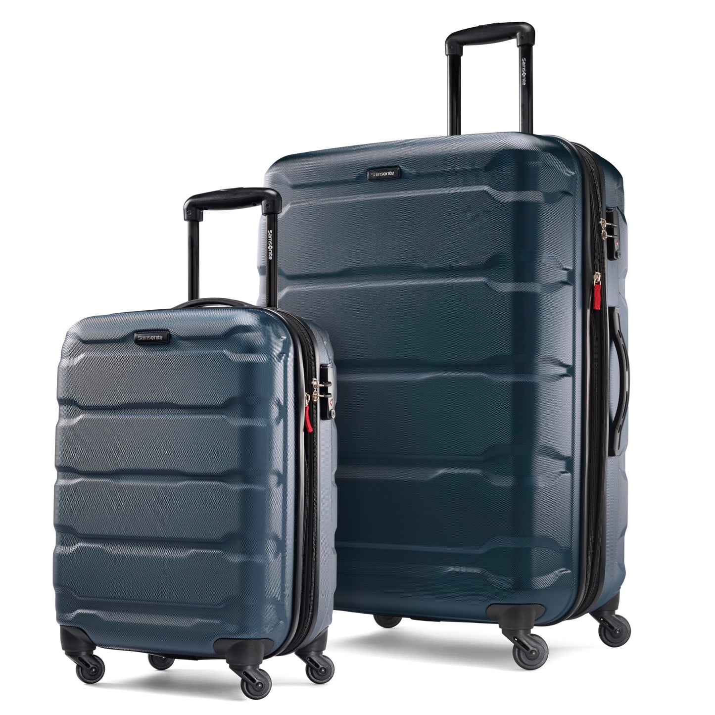 Samsonite Omni PC Hardside Expandable Luggage with Spinner Wheels, Caribbean Blue, Checked-Large 28-Inch
