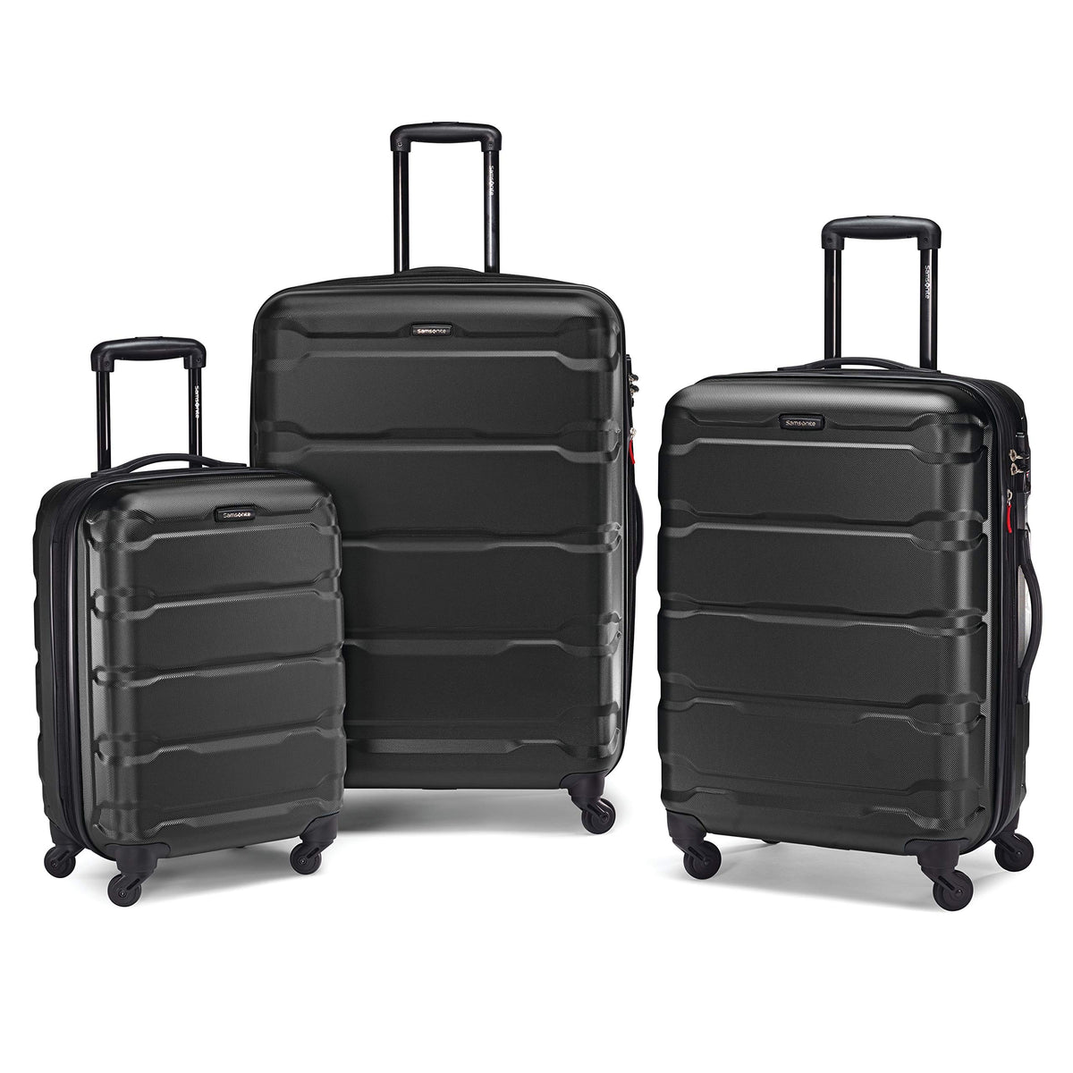Samsonite Omni PC Hardside Expandable Luggage with Spinner Wheels, Caribbean Blue, Checked-Large 28-Inch