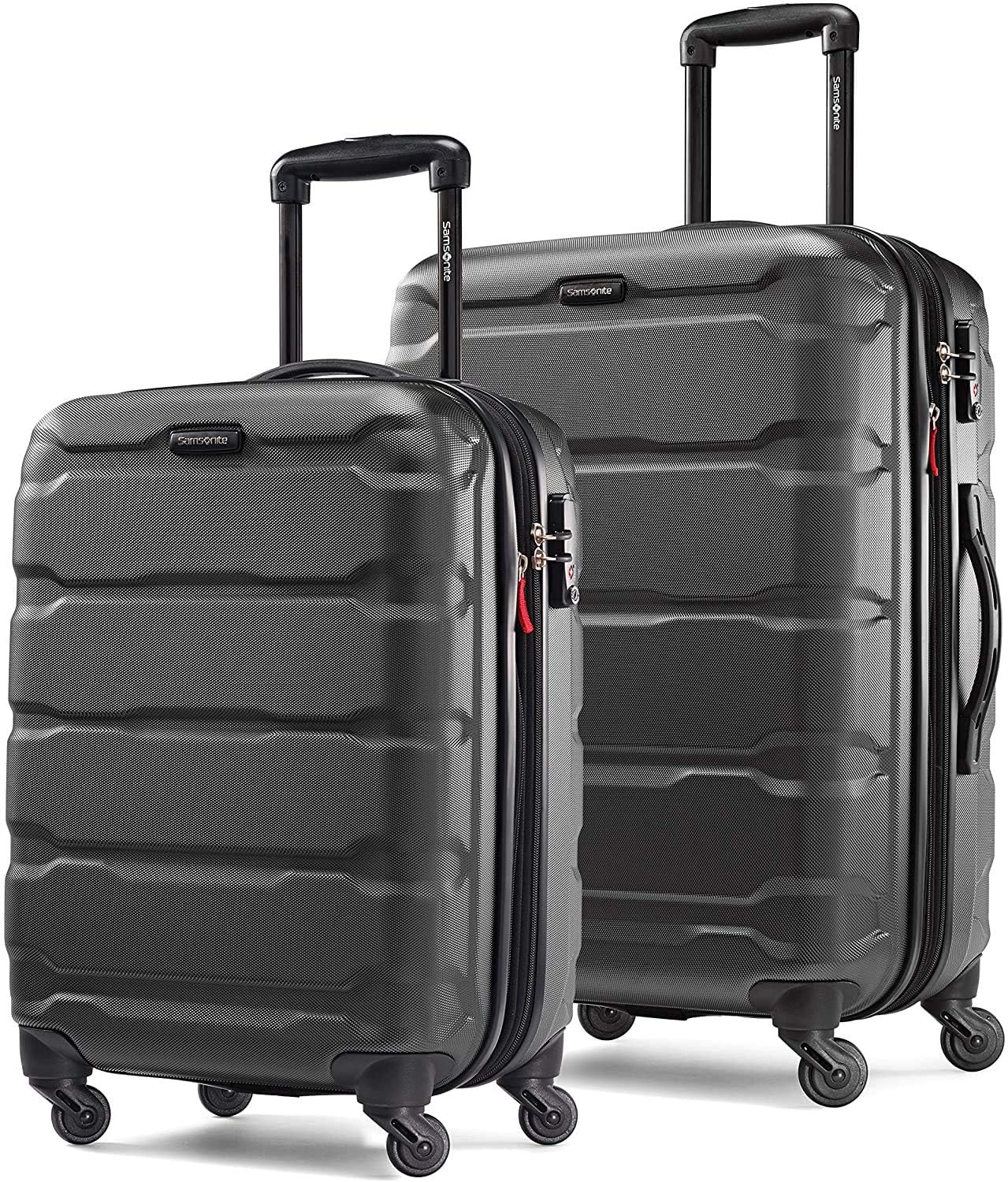 Samsonite Omni PC Hardside Expandable Luggage with Spinner Wheels, Caribbean Blue, Checked-Large 28-Inch