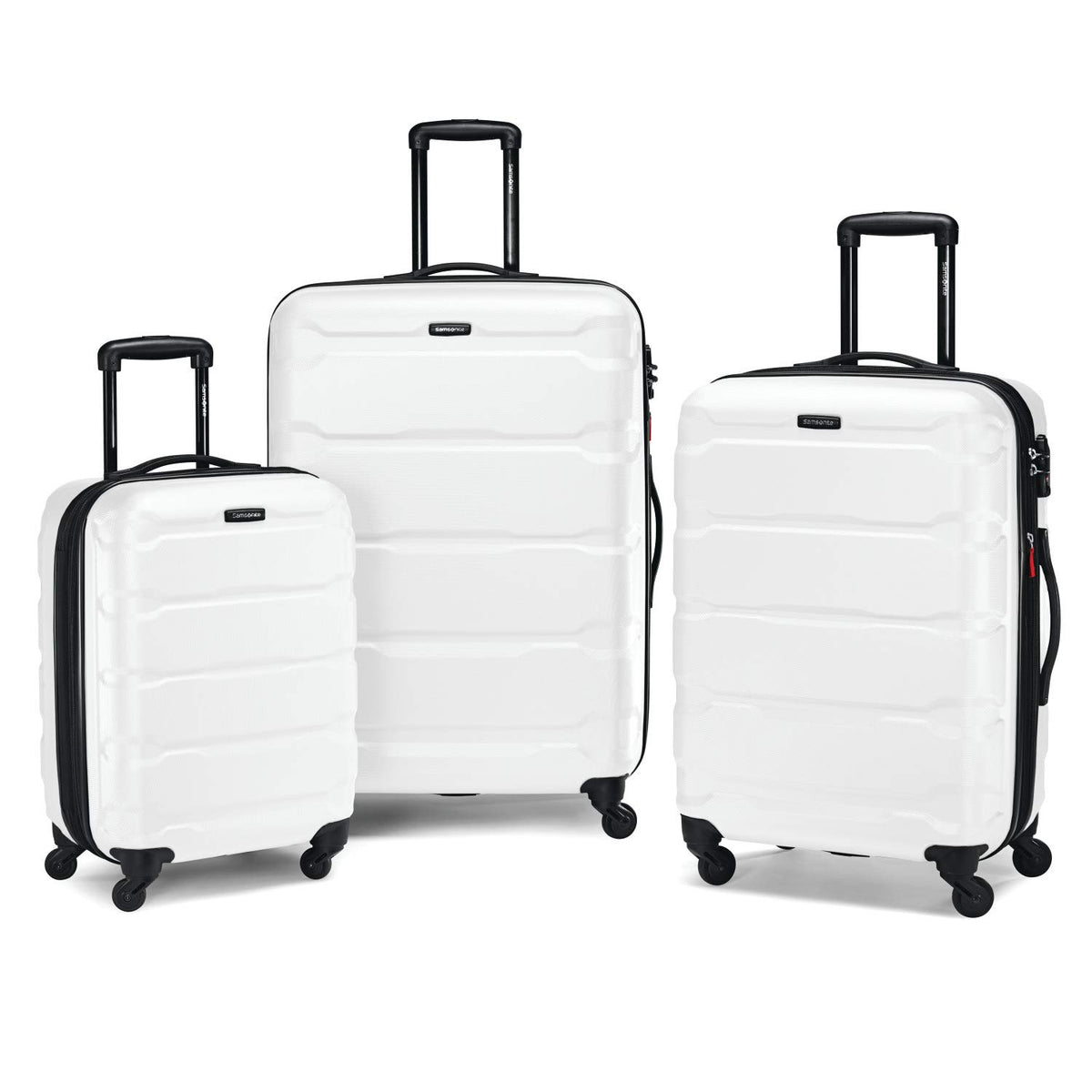 Samsonite Omni PC Hardside Expandable Luggage with Spinner Wheels, Caribbean Blue, Checked-Large 28-Inch