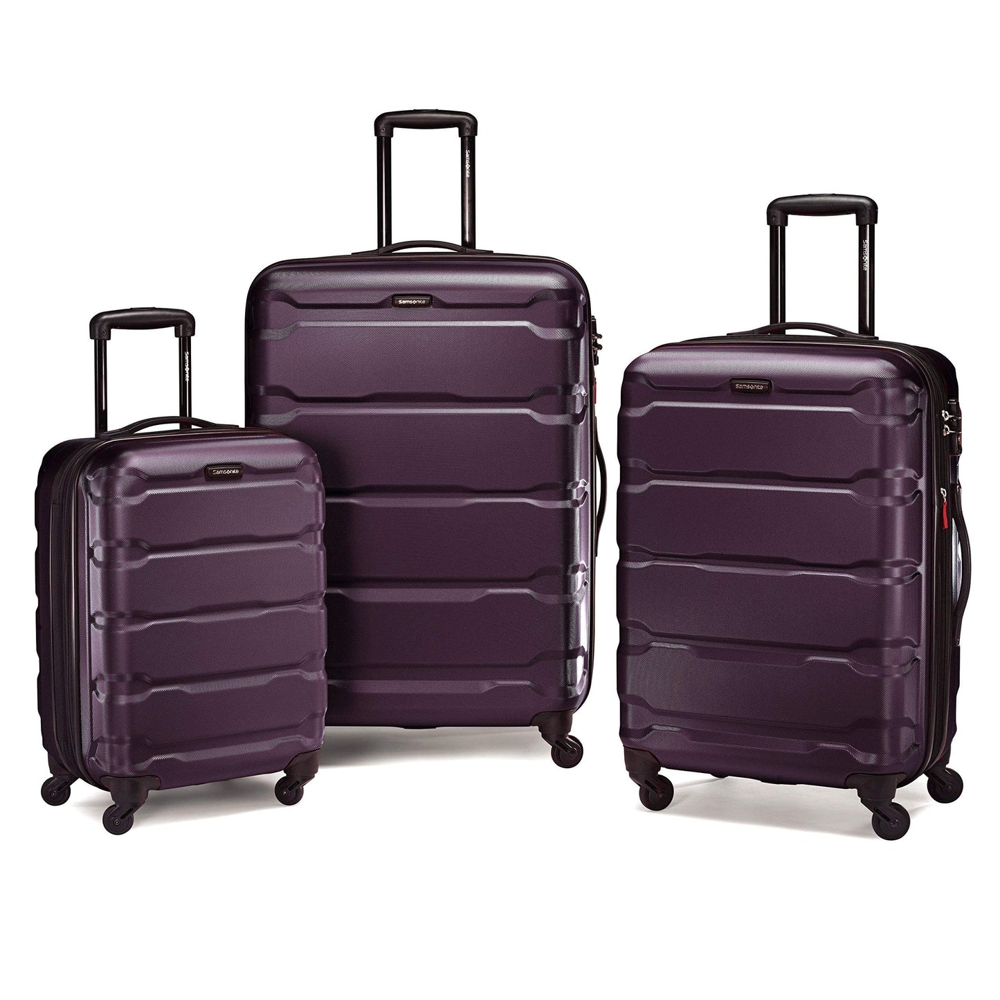 Samsonite Omni PC Hardside Expandable Luggage with Spinner Wheels, Caribbean Blue, Checked-Large 28-Inch