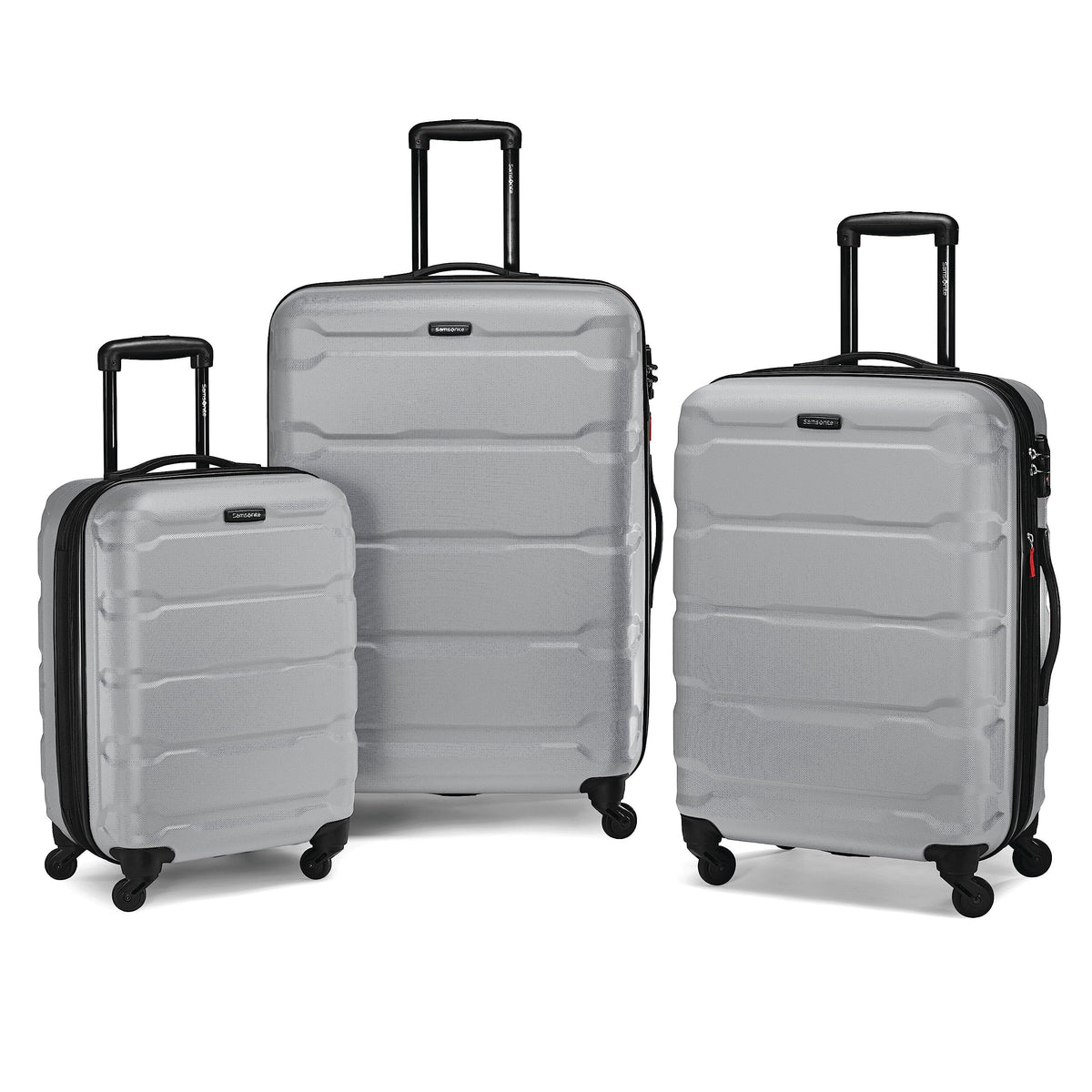 Samsonite Omni PC Hardside Expandable Luggage with Spinner Wheels, Caribbean Blue, Checked-Large 28-Inch