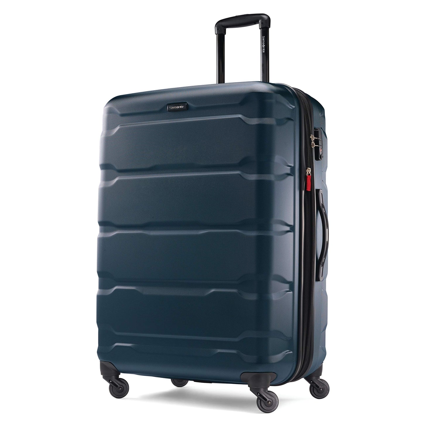 Samsonite Omni PC Hardside Expandable Luggage with Spinner Wheels, Caribbean Blue, Checked-Large 28-Inch