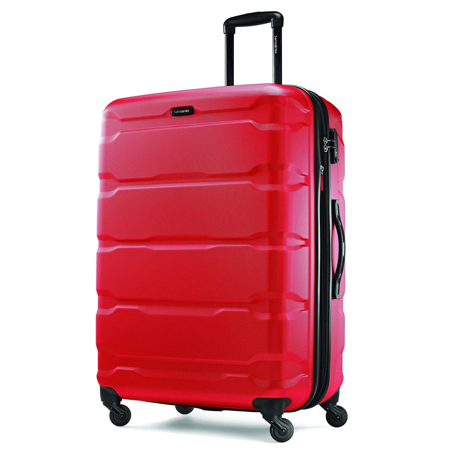 Samsonite Omni PC Hardside Expandable Luggage with Spinner Wheels, Caribbean Blue, Checked-Large 28-Inch