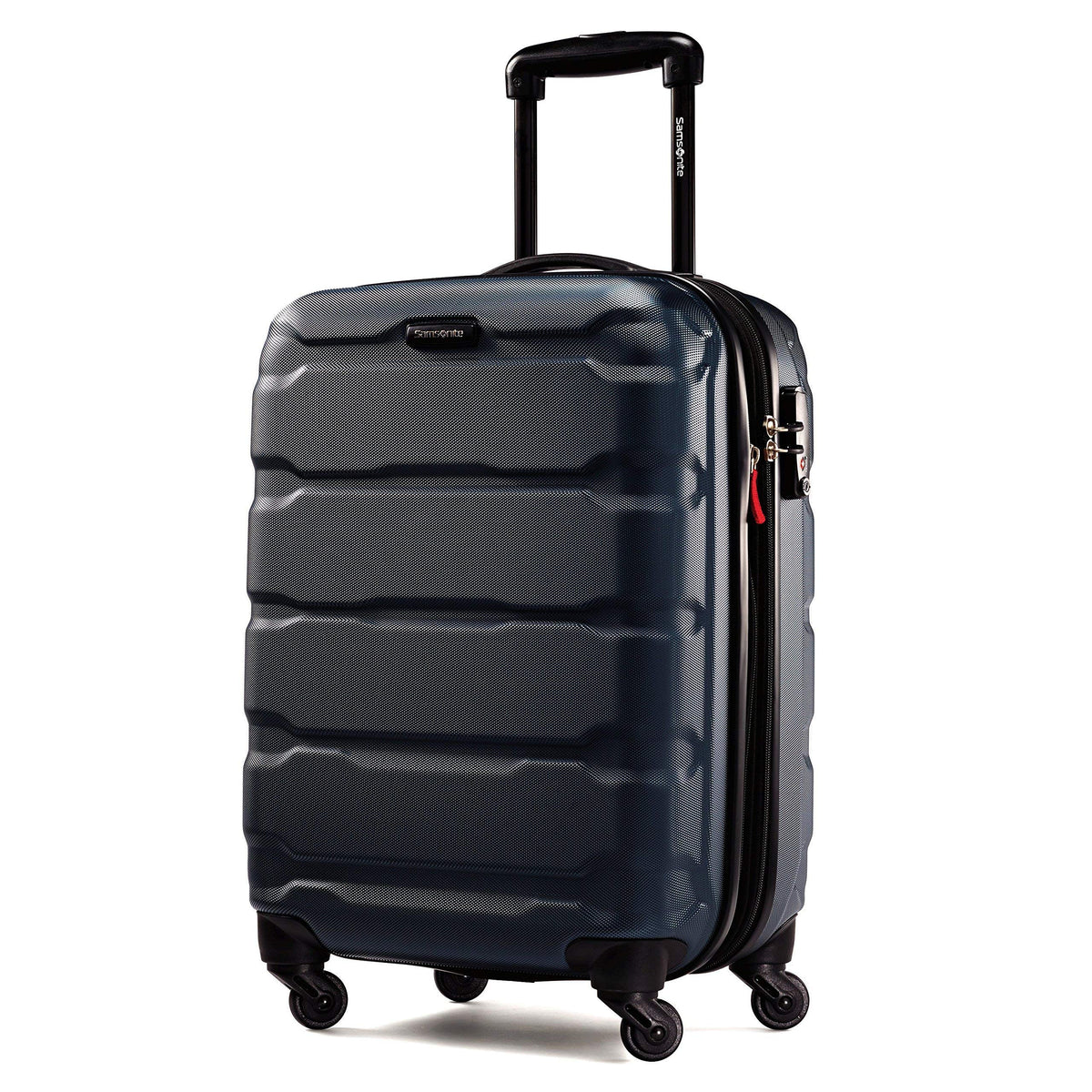 Samsonite Omni PC Hardside Expandable Luggage with Spinner Wheels, Caribbean Blue, Checked-Large 28-Inch