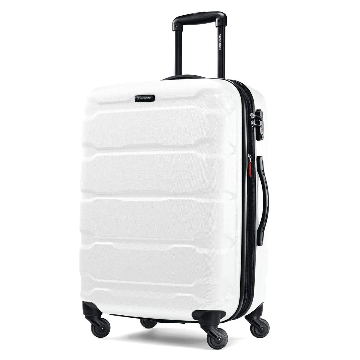 Samsonite Omni PC Hardside Expandable Luggage with Spinner Wheels, Caribbean Blue, Checked-Large 28-Inch