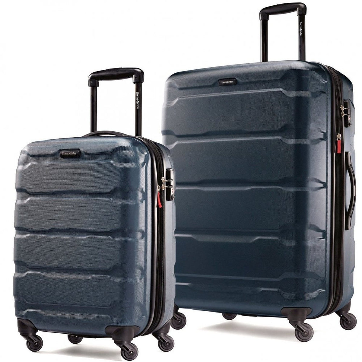 Samsonite Omni PC Hardside Expandable Luggage with Spinner Wheels, Caribbean Blue, Checked-Large 28-Inch