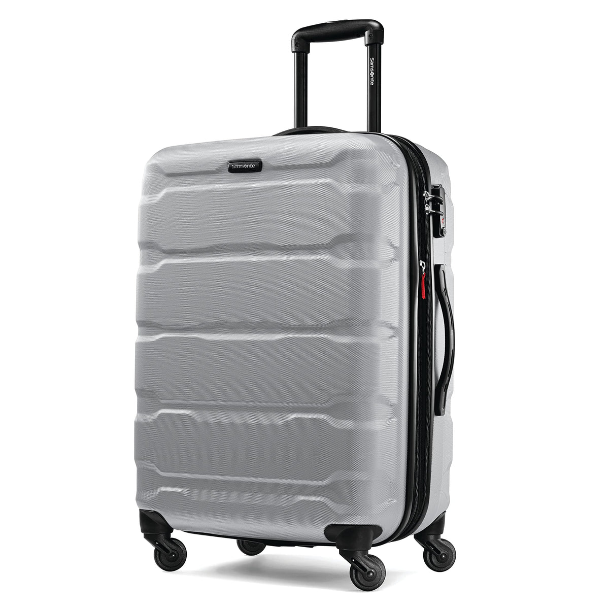 Samsonite Omni PC Hardside Expandable Luggage with Spinner Wheels, Caribbean Blue, Checked-Large 28-Inch