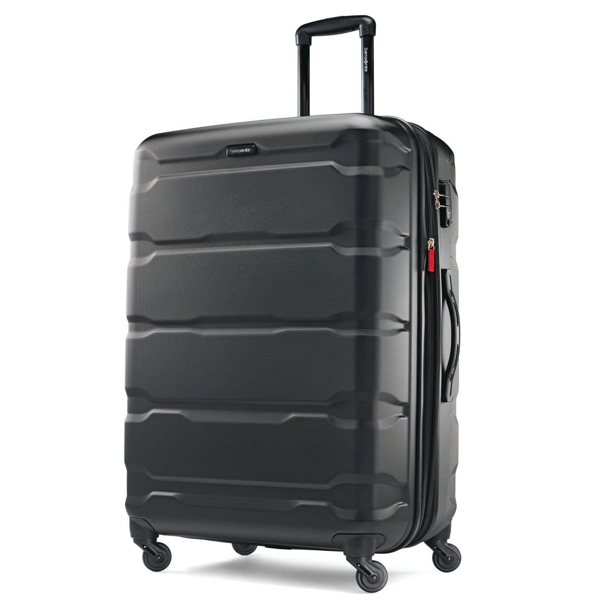 Samsonite Omni PC Hardside Expandable Luggage with Spinner Wheels, Caribbean Blue, Checked-Large 28-Inch