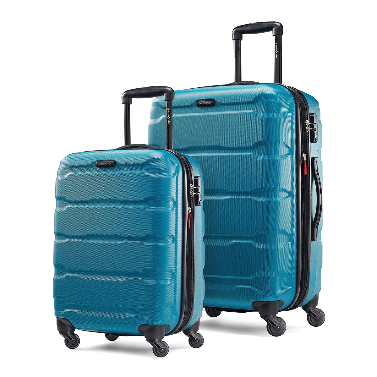Samsonite Omni PC Hardside Expandable Luggage with Spinner Wheels, Caribbean Blue, Checked-Large 28-Inch
