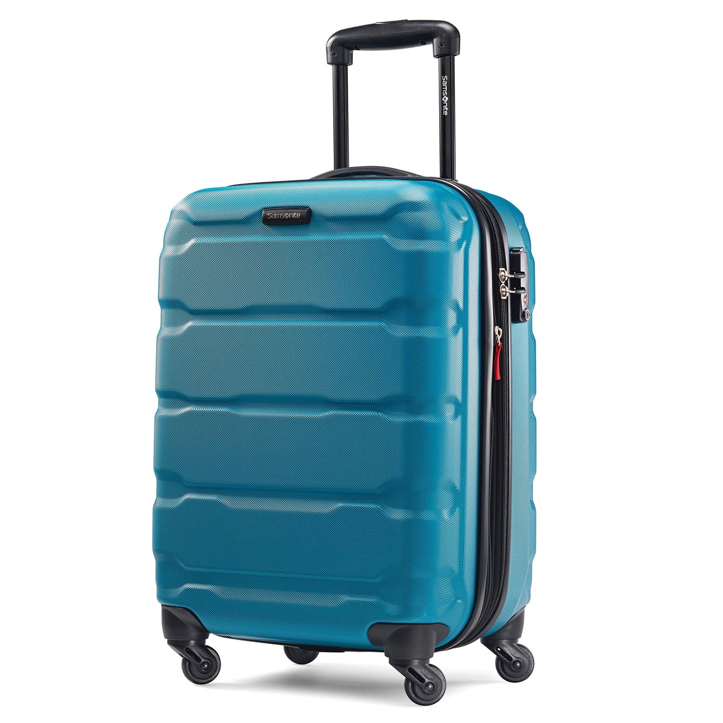 Samsonite Omni PC Hardside Expandable Luggage with Spinner Wheels, Caribbean Blue, Checked-Large 28-Inch