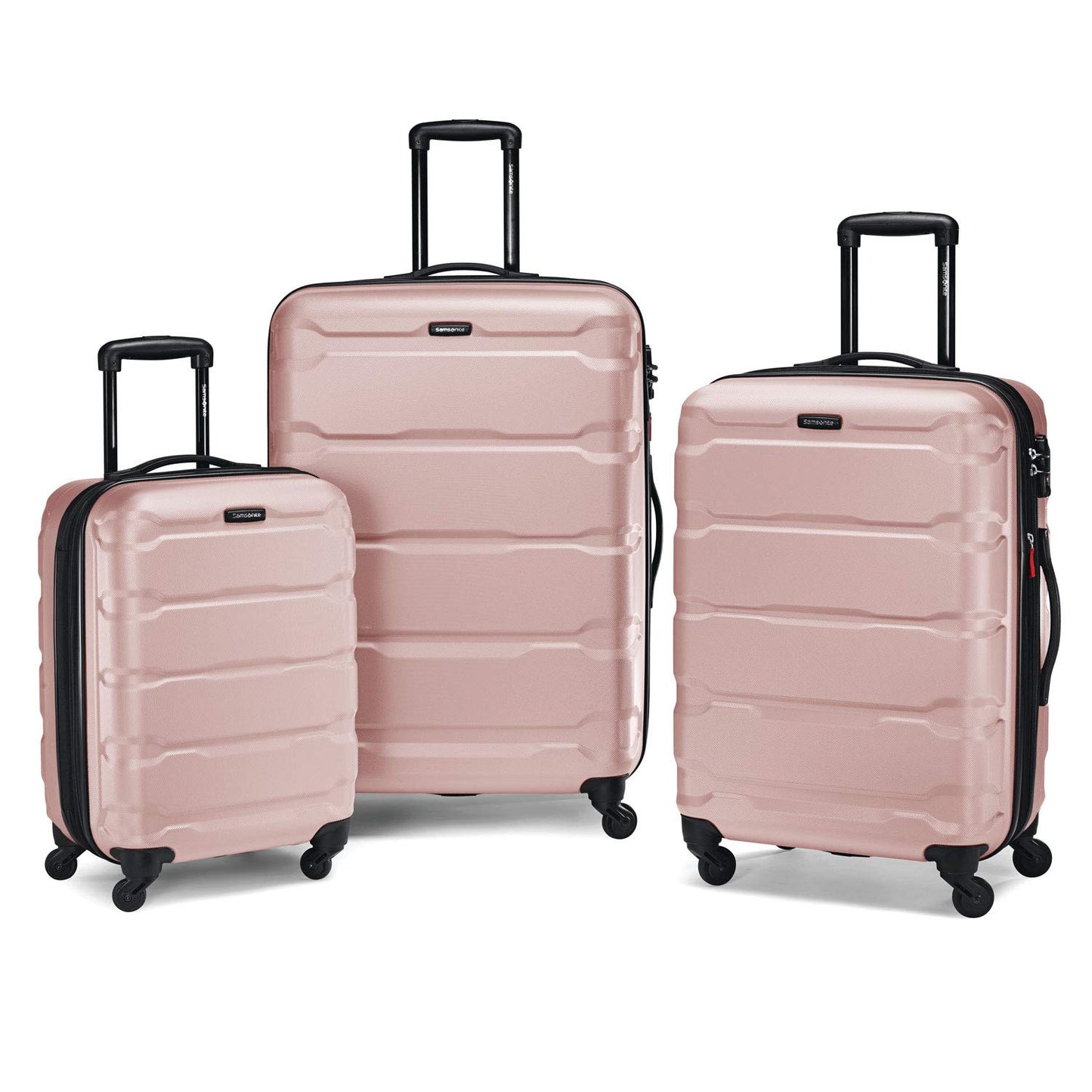 Samsonite Omni PC Hardside Expandable Luggage with Spinner Wheels, Caribbean Blue, Checked-Large 28-Inch