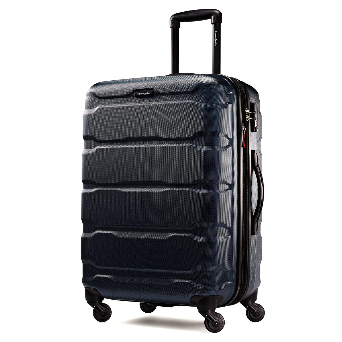 Samsonite Omni PC Hardside Expandable Luggage with Spinner Wheels, Caribbean Blue, Checked-Large 28-Inch