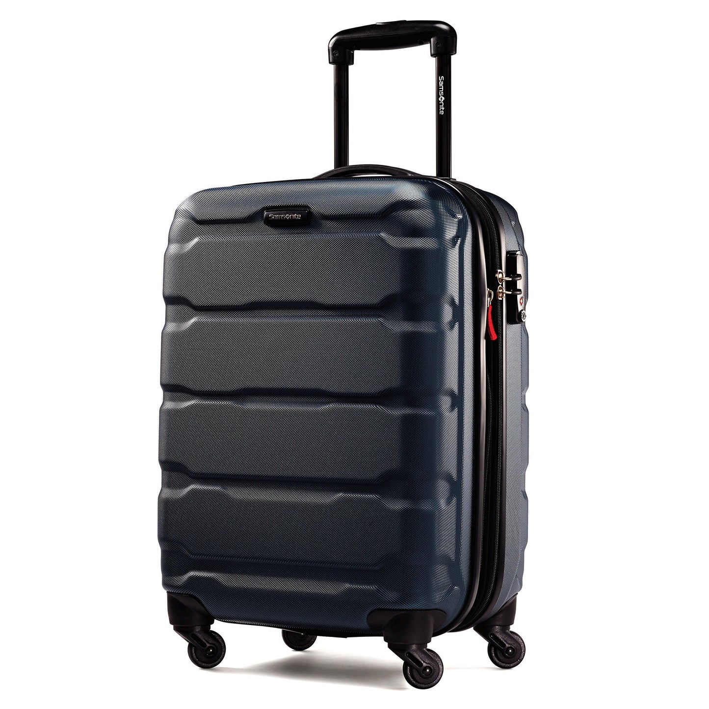 Samsonite Omni PC Hardside Expandable Luggage with Spinner Wheels, Caribbean Blue, Checked-Large 28-Inch