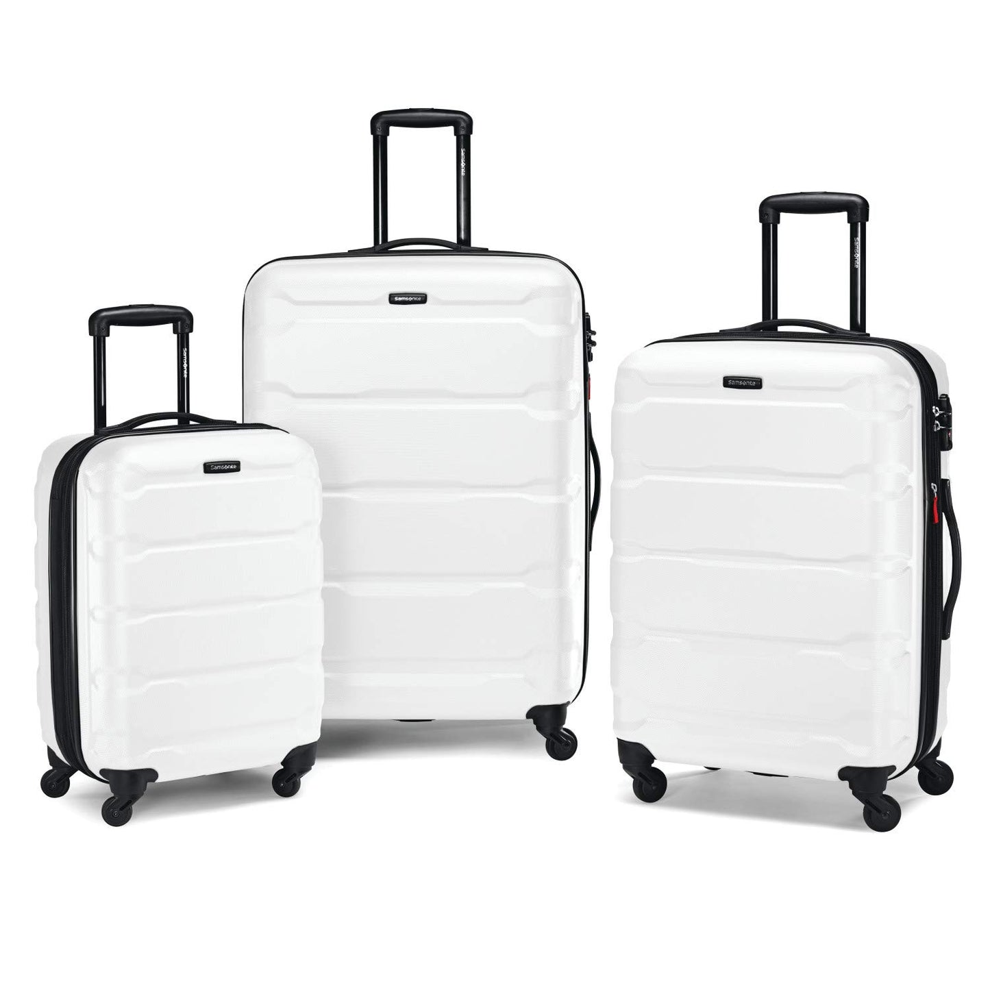 Samsonite Omni PC Hardside Expandable Luggage with Spinner Wheels, Caribbean Blue, Checked-Large 28-Inch