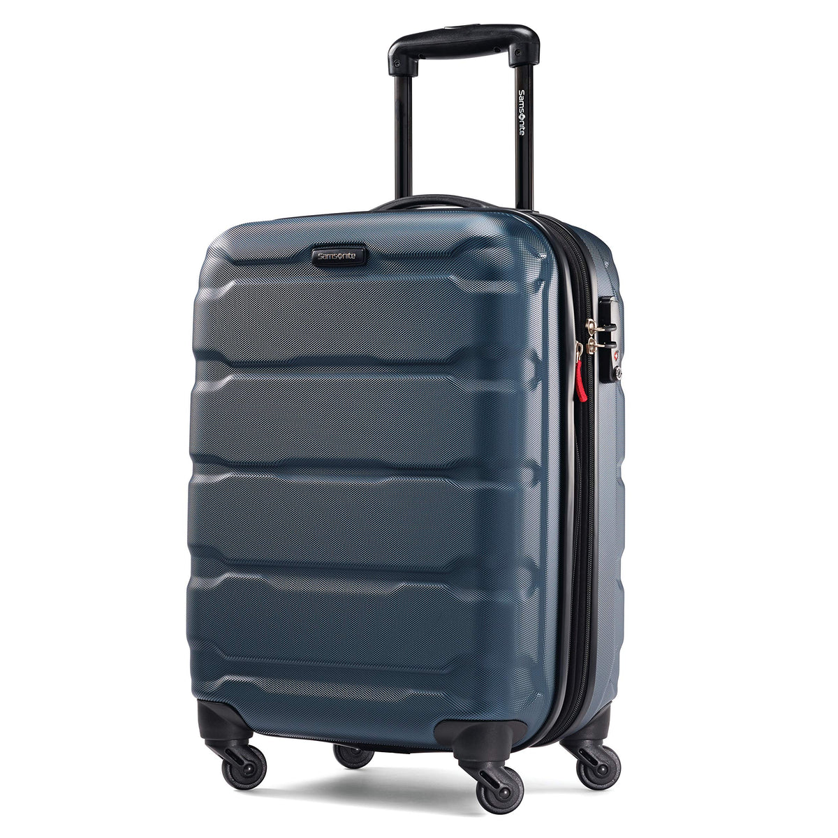 Samsonite Omni PC Hardside Expandable Luggage with Spinner Wheels, Caribbean Blue, Checked-Large 28-Inch