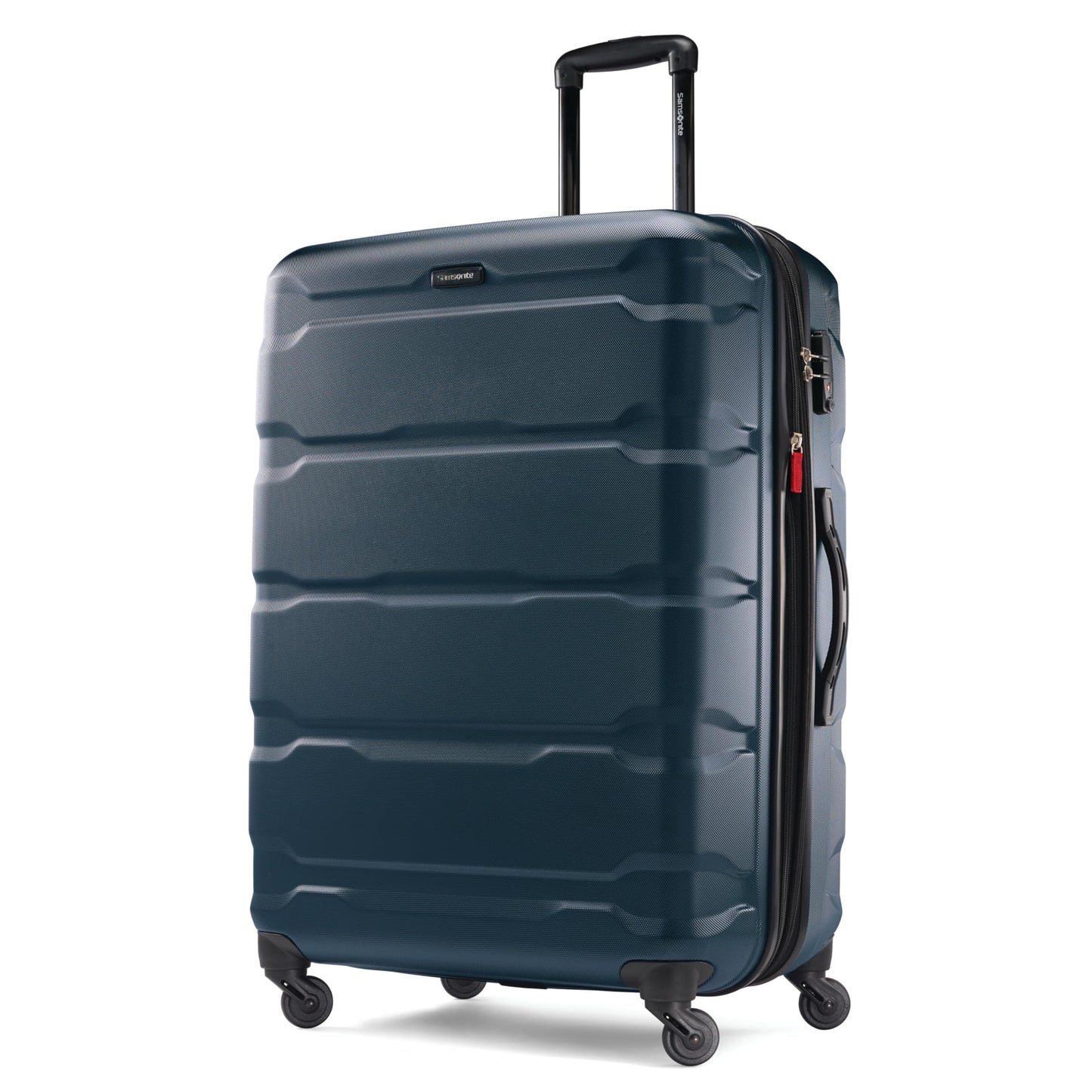Samsonite Omni PC Hardside Expandable Luggage with Spinner Wheels, Caribbean Blue, Checked-Large 28-Inch