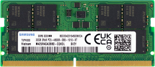 Samsung 32GB DDR5 4800MHz PC5-38400 CL40 SODIMM 2Rx8 Dual Rank 1.1V 262-Pin Laptop RAM Memory M425R4GA3BB0-CQK, 1 Module