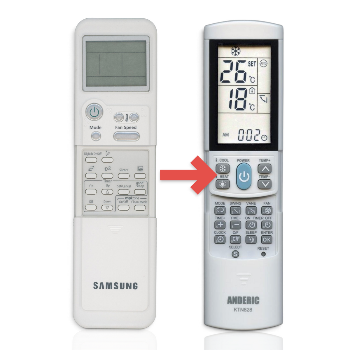 Anderic Substitute for Samsung ARH1362 Air Conditioner Remote Control [KTN828]