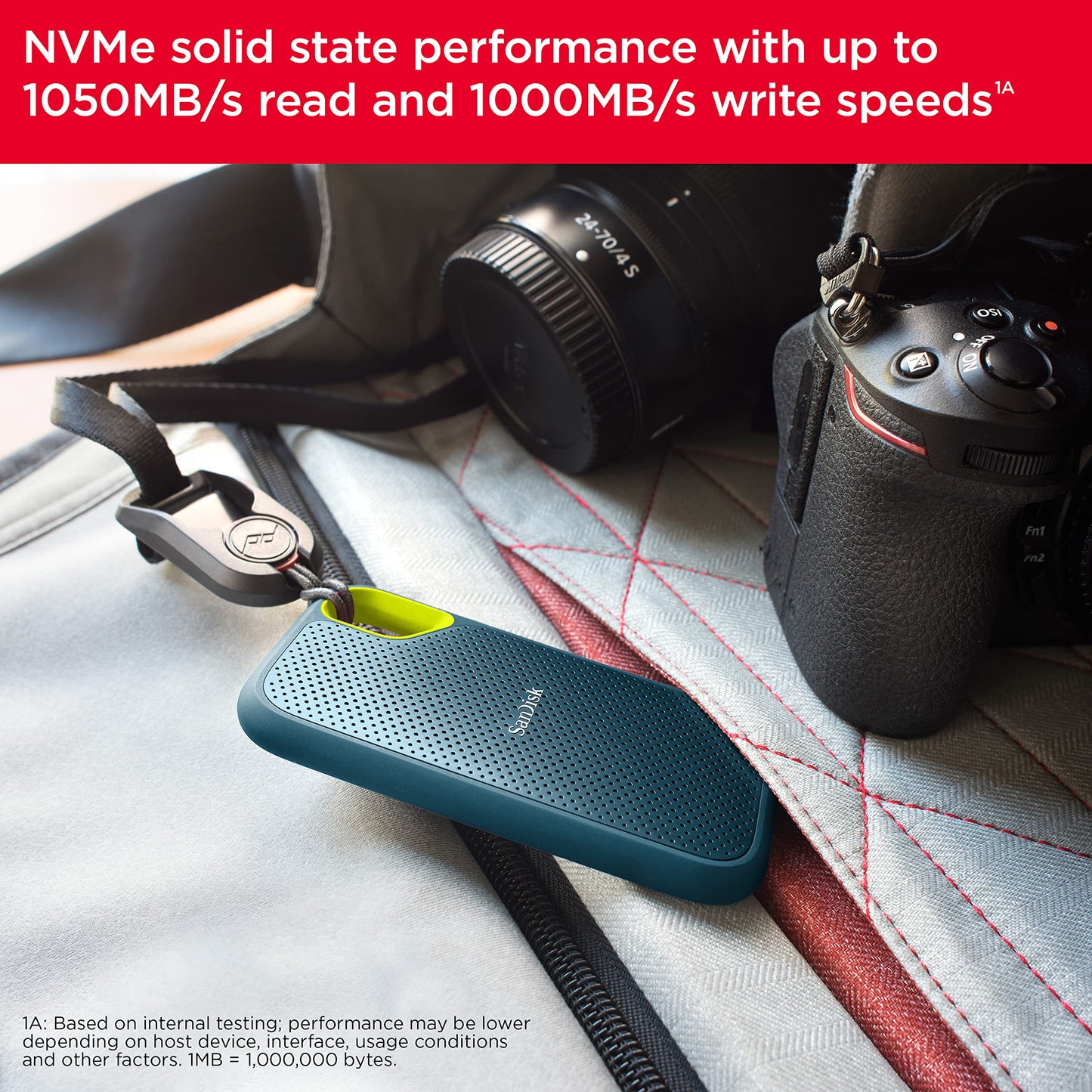 SANDISK 2TB Extreme Portable SSD (Old Model) - Up to 1050MB/s, USB-C, USB 3.2 Gen 2, IP65 Water and Dust Resistance, Updated Firmware - External Solid State Drive - SDSSDE61-2T00-G25